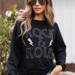 Black rock & roll pullover sweatshirt